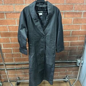 Tower Hill Vintage Leather Black Trench Coat